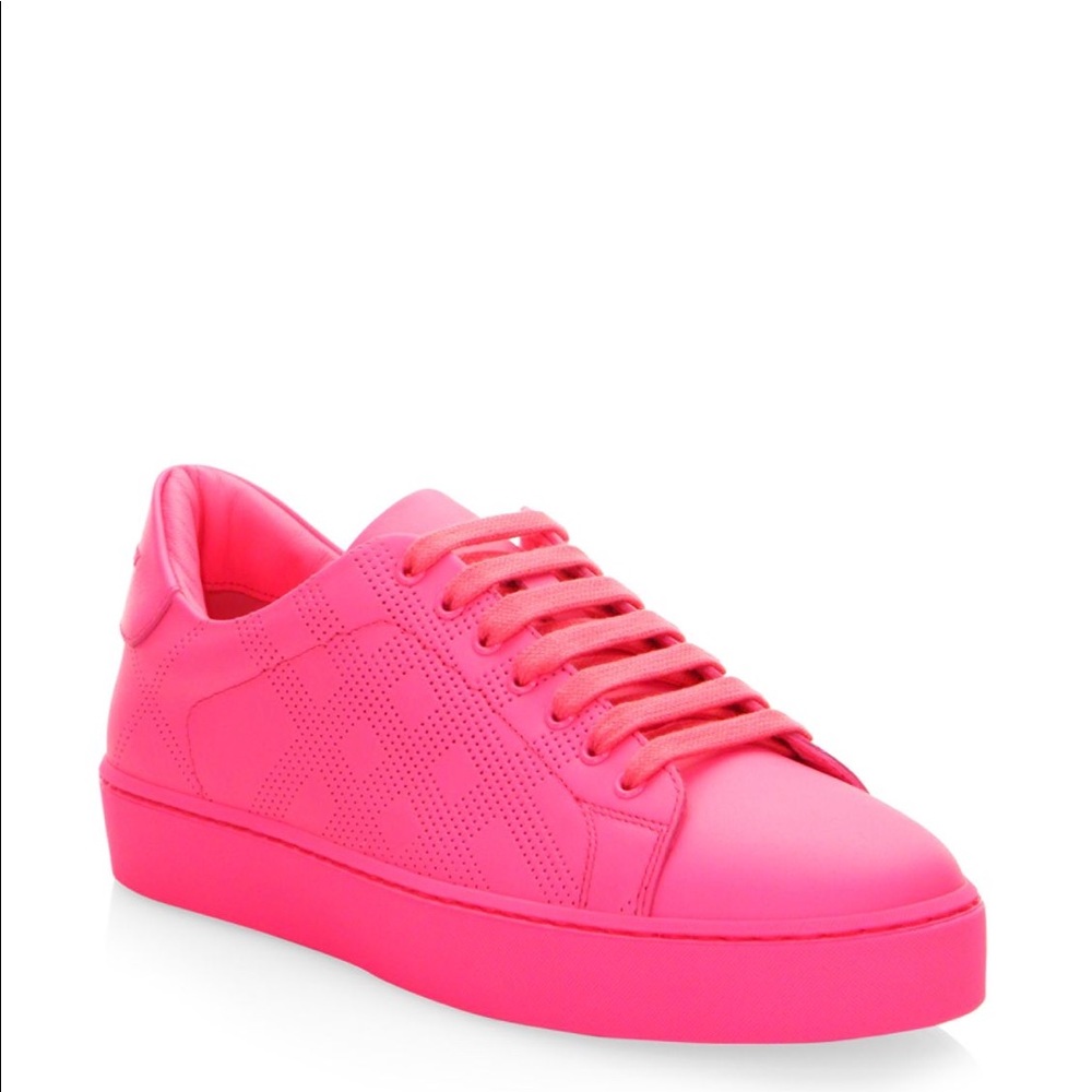 Authentic gently worn Neon Pink Burberry Sneakers